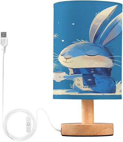 Miniatura 2 de FRODOTGV Retro Bunny Drinking Coffee Bedroom Lamp Travel Night Light with USB Port for Kids Bedroom