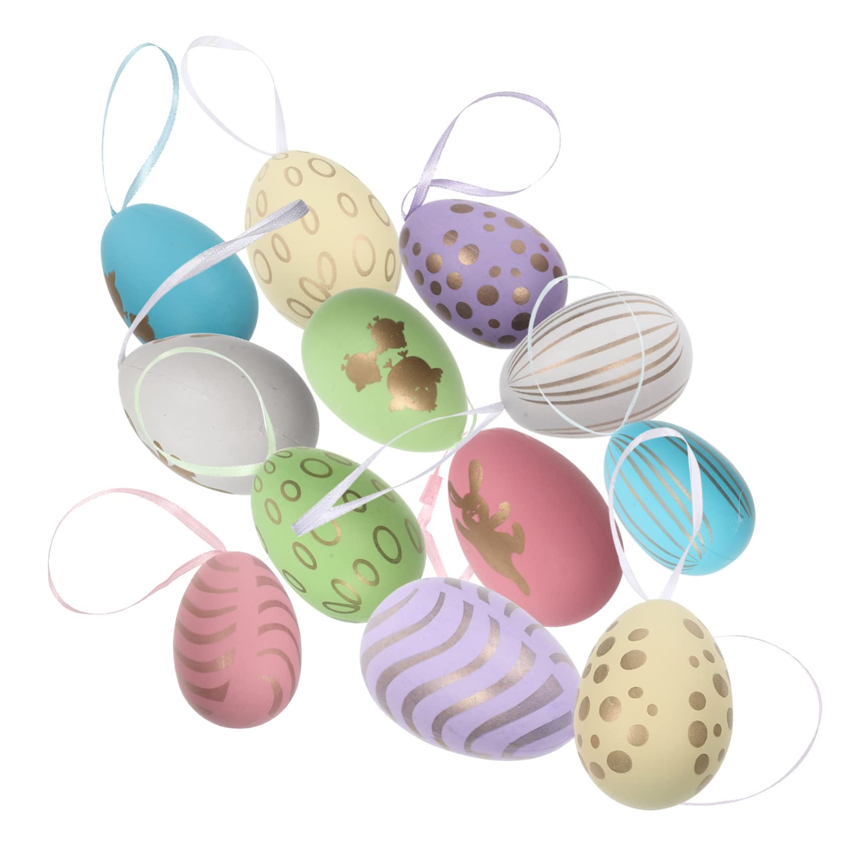 Cabilock 5 Set Uova Di Pasqua Easter Egg Ornamenti Per Uova Decorazione Di Pasqua Ciondolo Albero Ornamenti Appesi Per Festival Decorazione Da Appendere All'uovo Plastica 12 Pezzi * 5