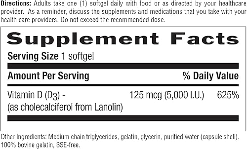 Miniatura 5 de Country Life Vitamina D3 5000 I.U., 200-Softgel