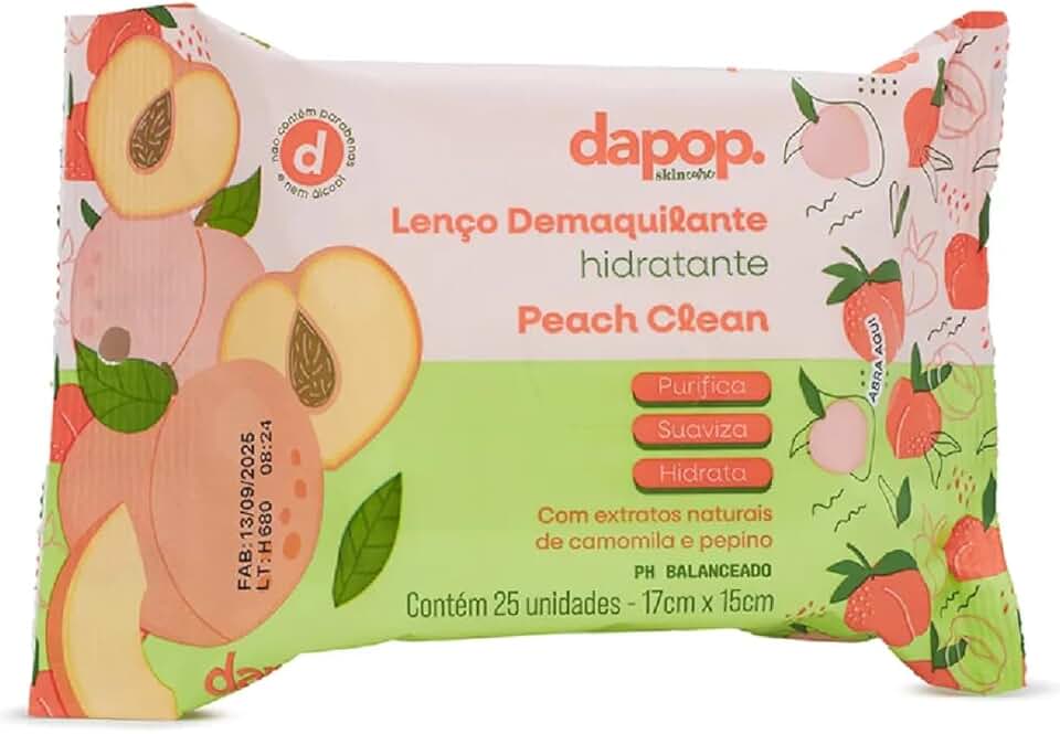 Lenço Demaquilante Peach Clean Dapop: Remove Maquiagem Efetivamente