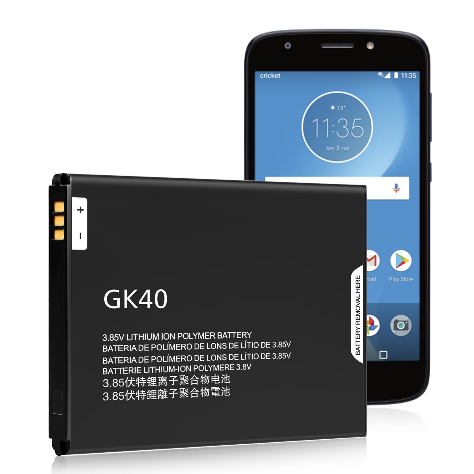 GK40 Battery, (2025 New Upgrade) 4800mAh High Capacity Replacement Battery  for Moto G4 Play XT1607, Moto E4, XT1675, XT1603, Moto E5 Play,Moto E5