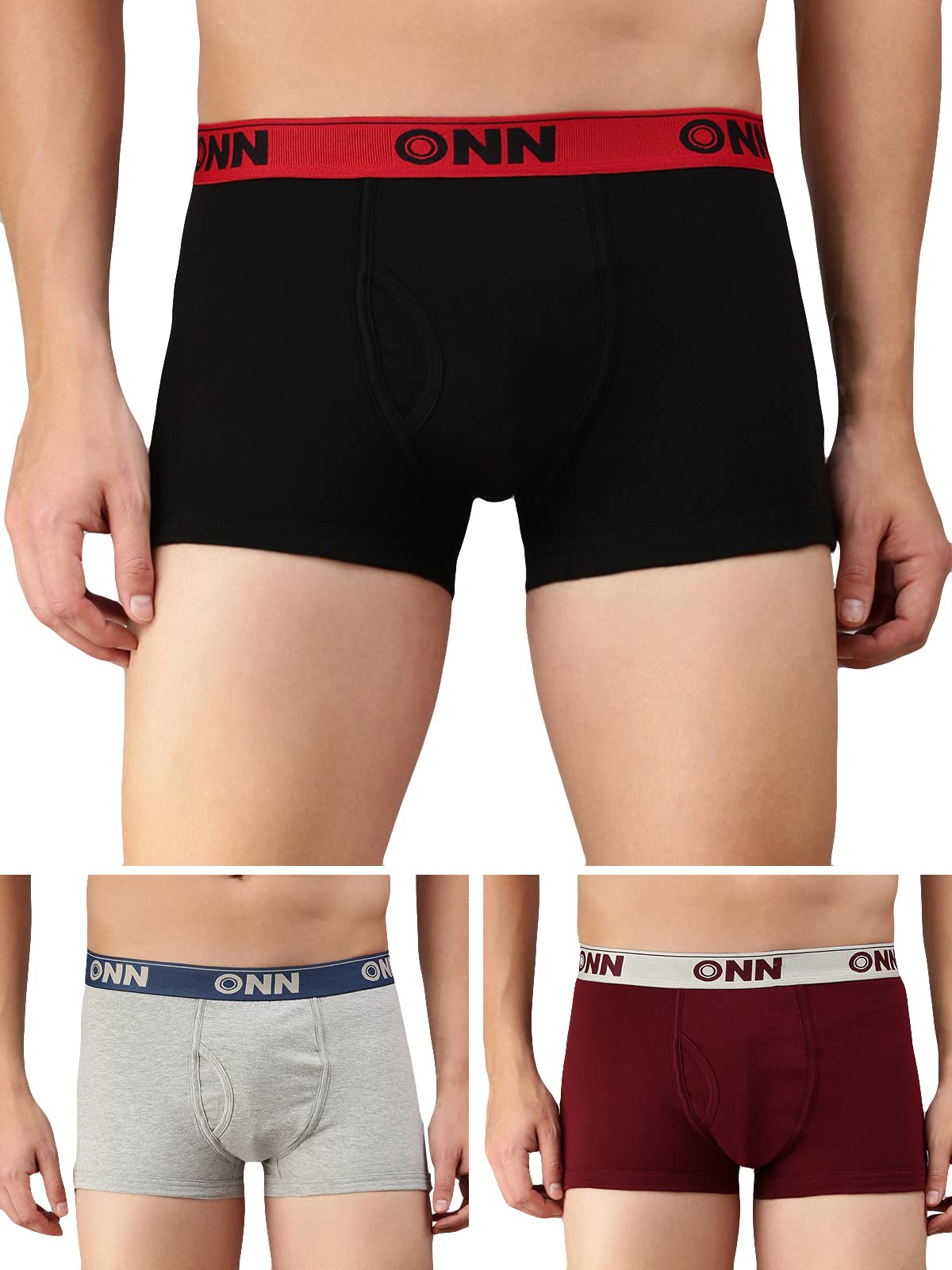ONNMen's Cotton Boxers (Pack of 3) (Colors May Vary)