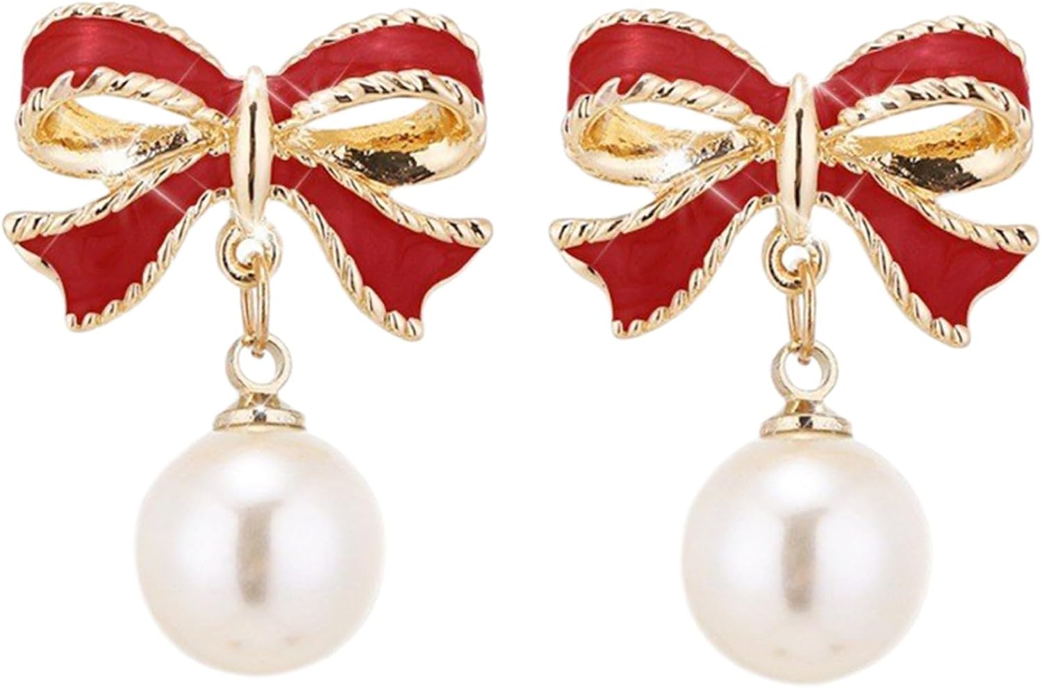Bow Earrings for Women 2025 Trendy Pearl Drop Dangle Bowknot Earrings 14K Gold Hypoallergenic Bow Stud Jewelry Trendy Gifts
