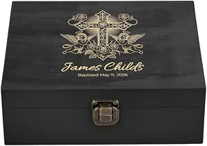 Personalized Memory Box for Keepsakes, Custom Engraved Wooden Keepsake Box, Baptism, First Communion & Christening Gift for Boys & Girls, Storage for Jewelry, Photos & Mementos