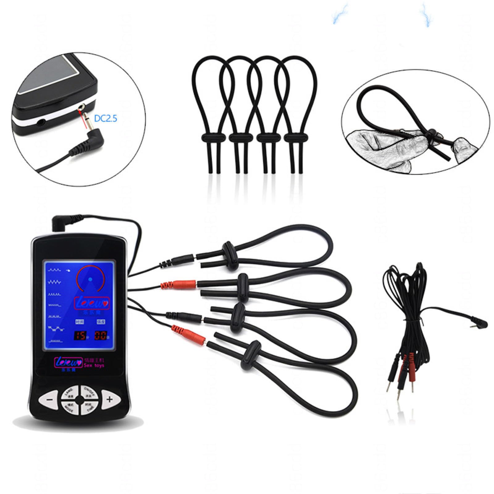 Estim Sex, Elektrostimulation Set, Anal Vaginaldildo und Prostata Massagegerät Cock Ring Massage Pads, Elektrische Stimulation Erwachsene Sm Männer Frauen Paare