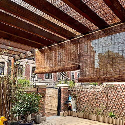 Bamboo Roll-Up Window Shade, Outdoor Woven Reed Roller Shades 20"W X 36"H 72"W X 72"H 40"W X 80"H Light Filtering Retro Roman Blinds For Patio, Garden, Porch, Natural, Cordless ( Size : 36" W X 69" L #TOP1