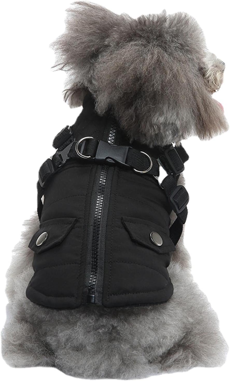 Amazon.co.jp ハーネス付きドッグコート 暖かいジップ アップ ドッグ ベスト ジャケット ハーネス付き 冬用小型犬用コート