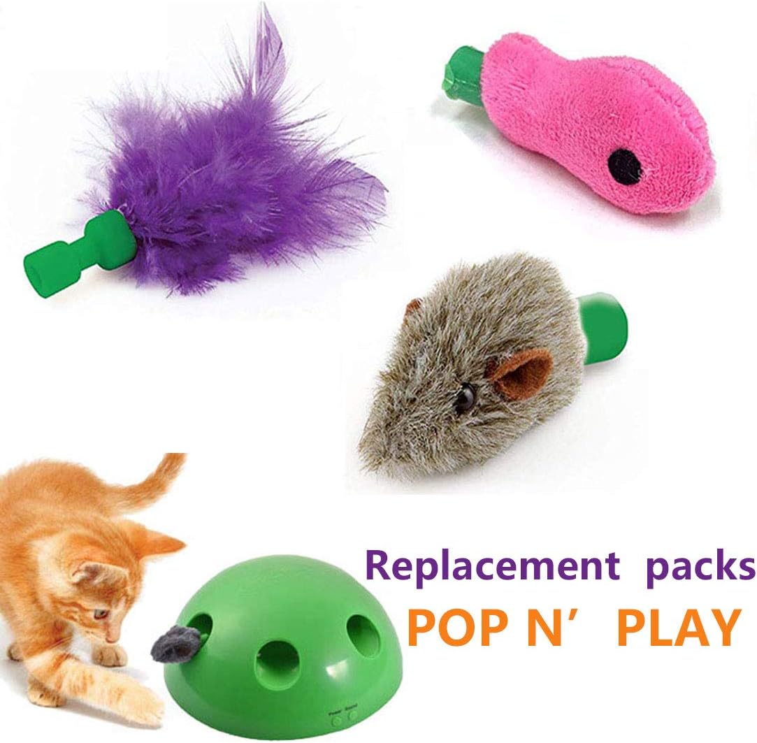 GETIEN Cat Toys Replacement Packs Including One Mouse One Fish and One Feather for Interactive Motion Cat Toys