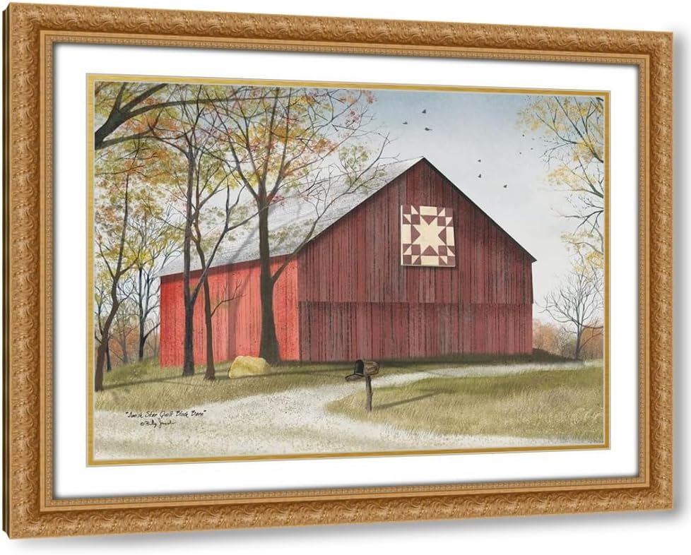 Jacobs, Billy 24x19 Black Modern Framed Art Print Titled Star Quilt Barn
