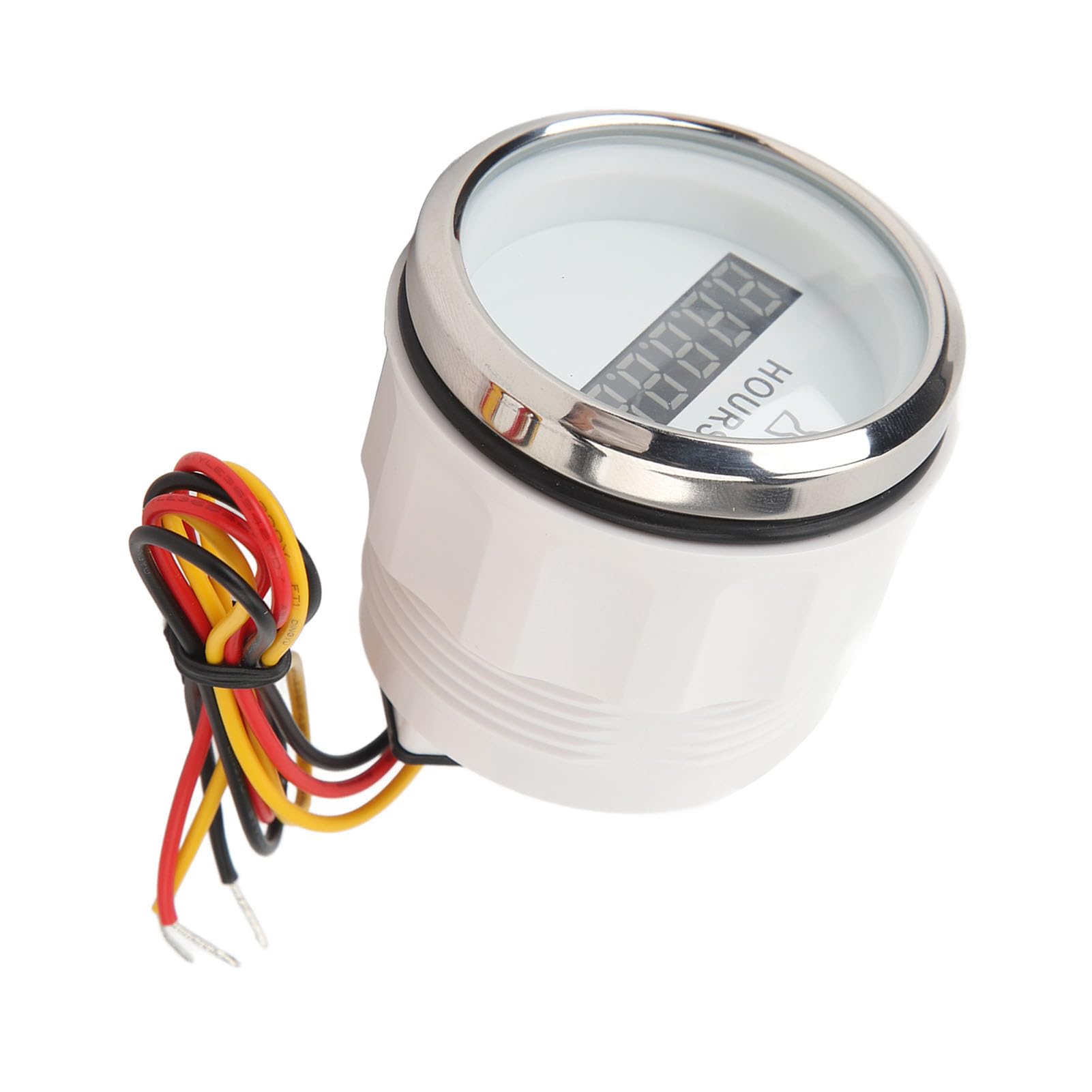 Contador Horario Digital Redondo para Barco DC 9‑32V 52MM, Contador Horario de Alta Precisión, Medidor Redondo para Vehículos Recreativos, Yates, Barcos de Pesca (esfera blanca