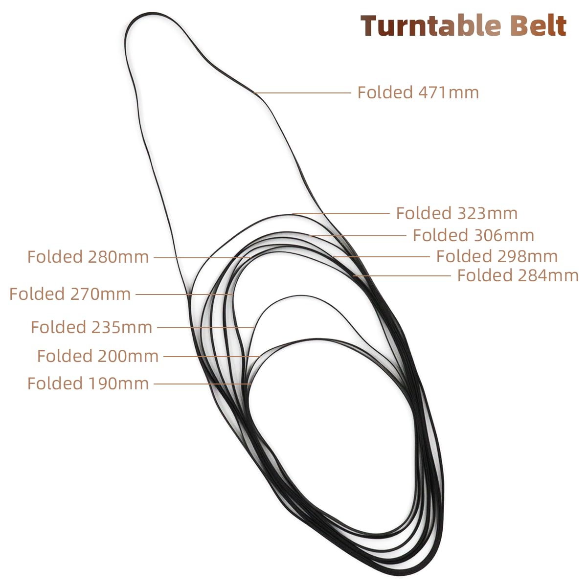RuiJOTWAT 10Pcs Turntable Belt Different Specifications Recorder Rubber Belt for Turntable Phono - Image 2