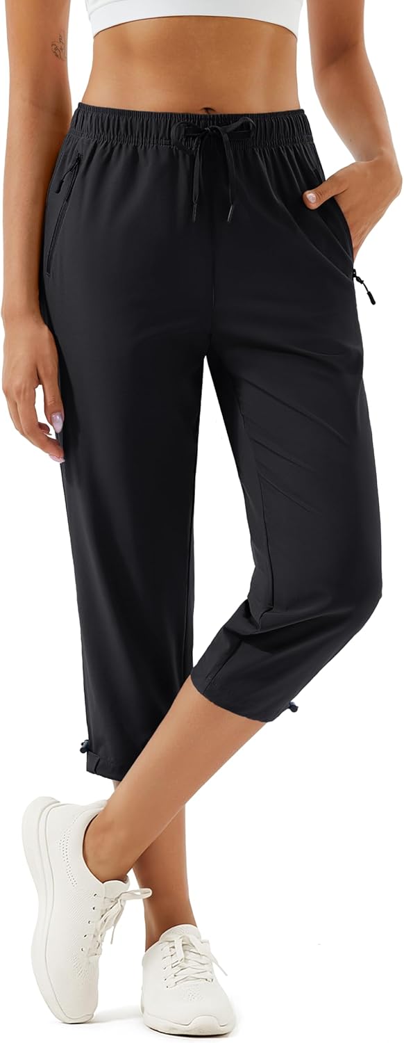 MAGCOMSEN Women's Hiking Capris Pants UPF 50+ Lightweight Quick Dry Workout Travel Summer Casual Pants Zipper Pockets