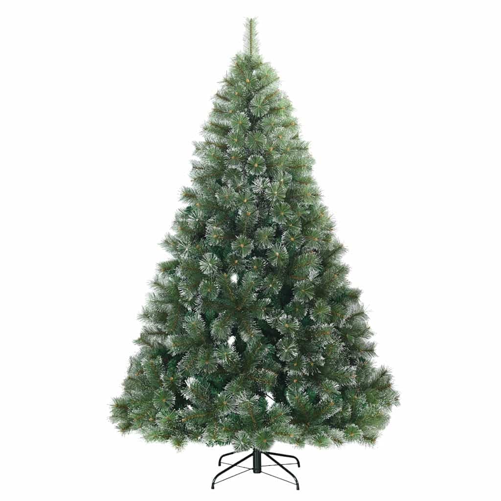 Árbol de Navidad artificial plegable moderno de 180 cm, cubierto de nieve, ramas de PVC, soporte de hierro, para interior y exterior, decoración festiva