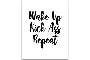Wake Up Kick Ass Repeat - 11x14 Inspirational Unframed Typography Art Print Poster