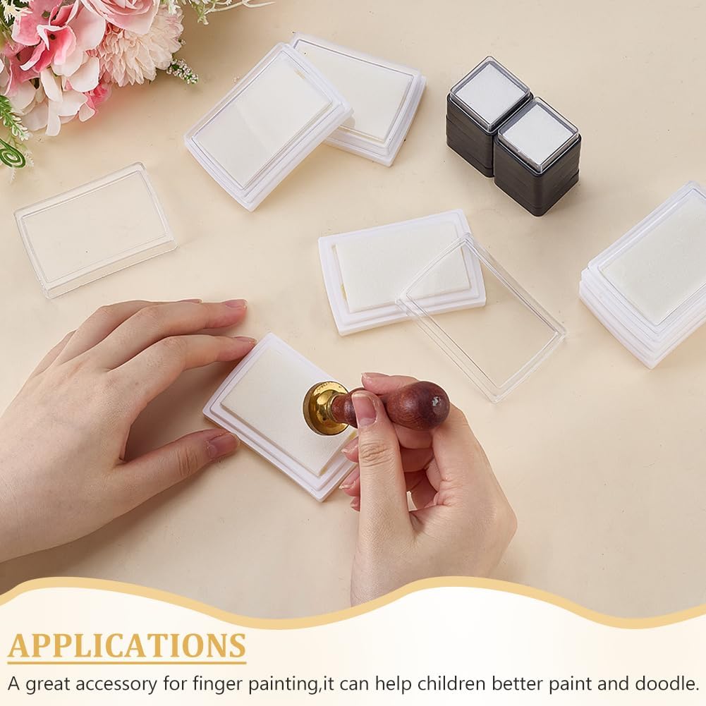 WEBEEDY 20 Pcs Blank Ink Pads 2 Styles Square Rectangle Empty Ink Pads No Ink Mini Thumbprint Sponge Ink Stamp Pad for DIY Painting Stamping Scrapbooking Card Making Fingerprint Art Craft