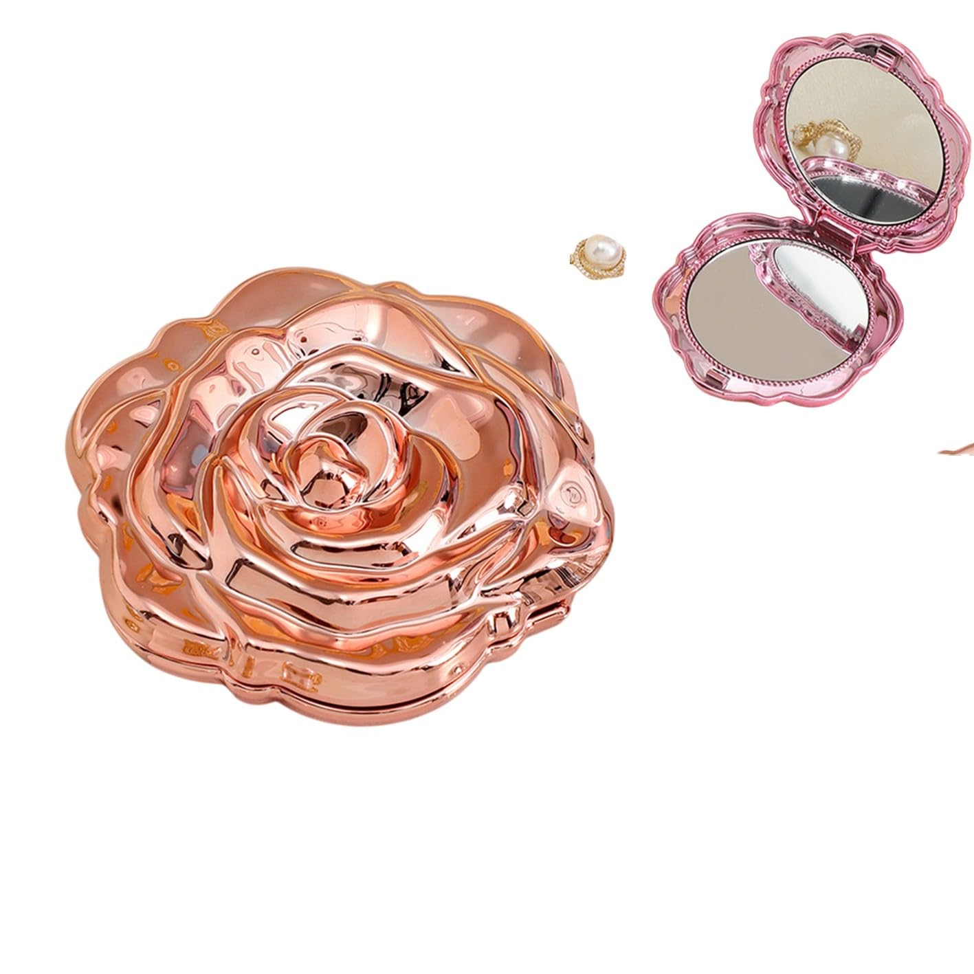 Amazon.co.jp: 折りたたみ 化粧鏡 ローズ型折りたたみミラー 薔薇