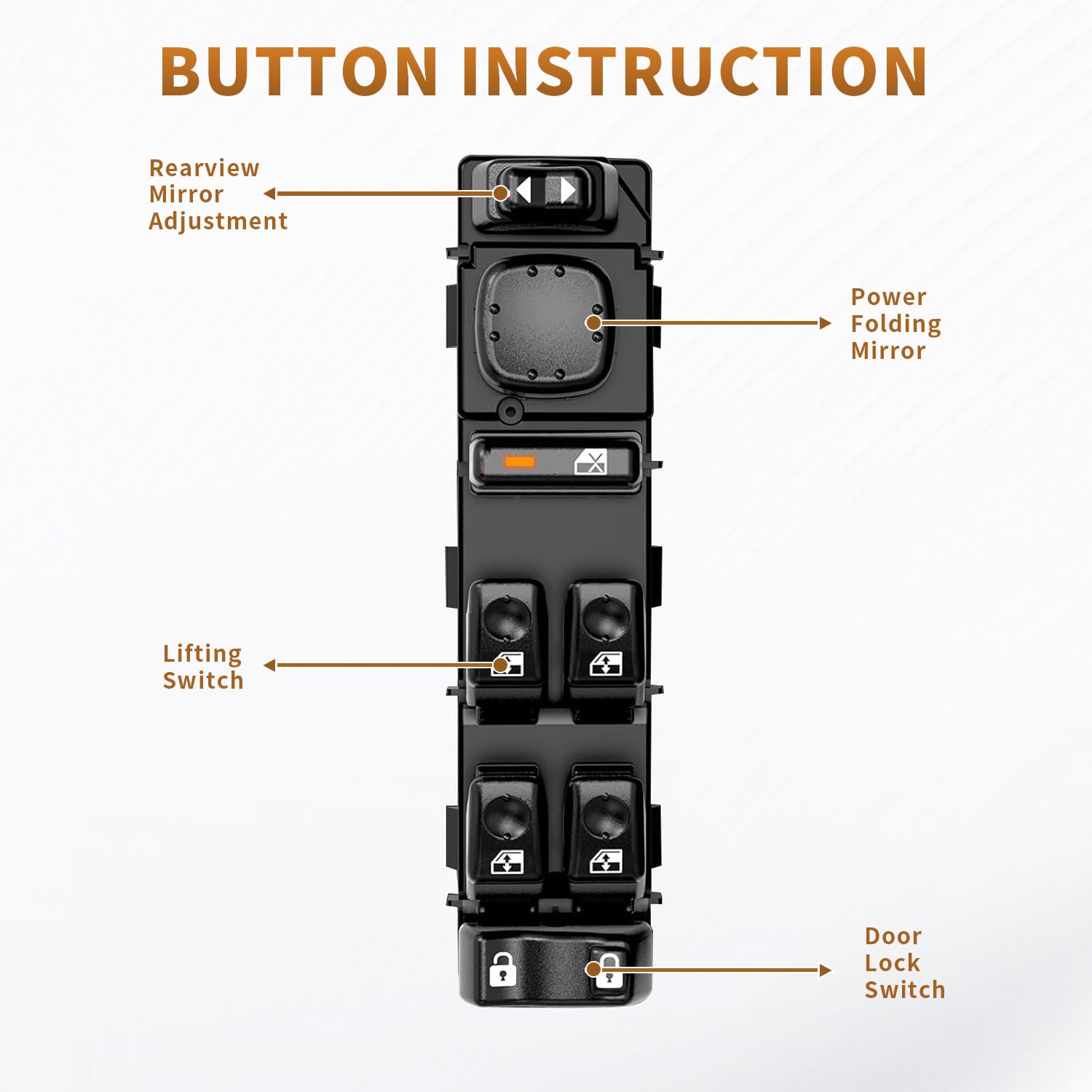 Front Driver Side Master Power Window Control Switch, Compatible with Chevy Accessories, 2003-2007 Escalade, Avalanche, Silverado, Suburban, Tahoe, Sierra, Yukon - Replace 15883323, DWS-220 901-075