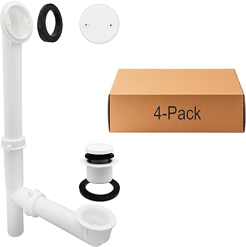 Miniatura 21 de Westbrass 593244-26 Kit de drenaje de residuos de baño con punta tubular blanca de 1-1/2 pulgadas, cromo pulido