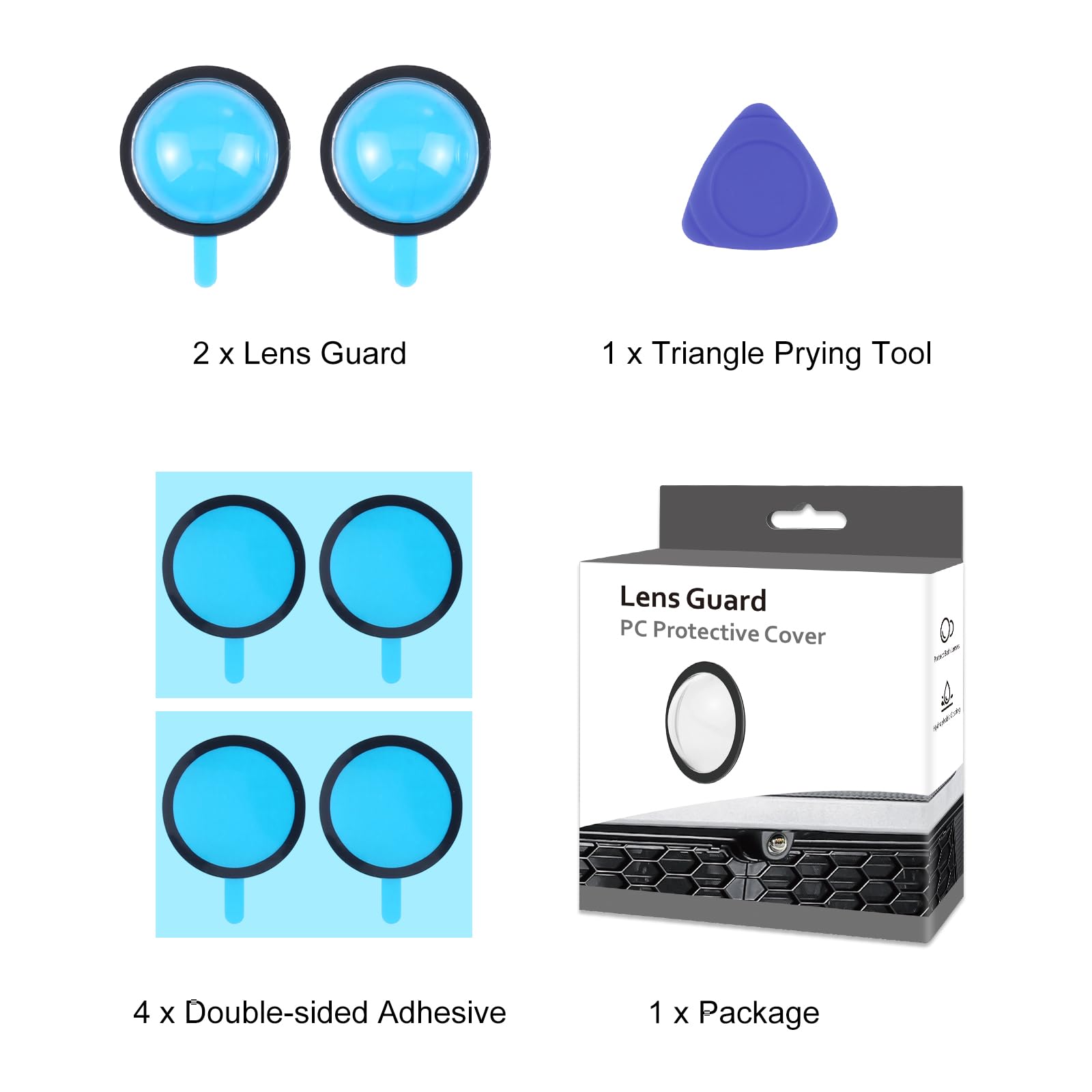 PULUZ Protection d'objectif pour Tesla Cybertruck 2025 / modèle Y Juniper 2025 / S 2025 / 3 2025 Caméra de pare-chocs avant, kit de protection d'objectif PC