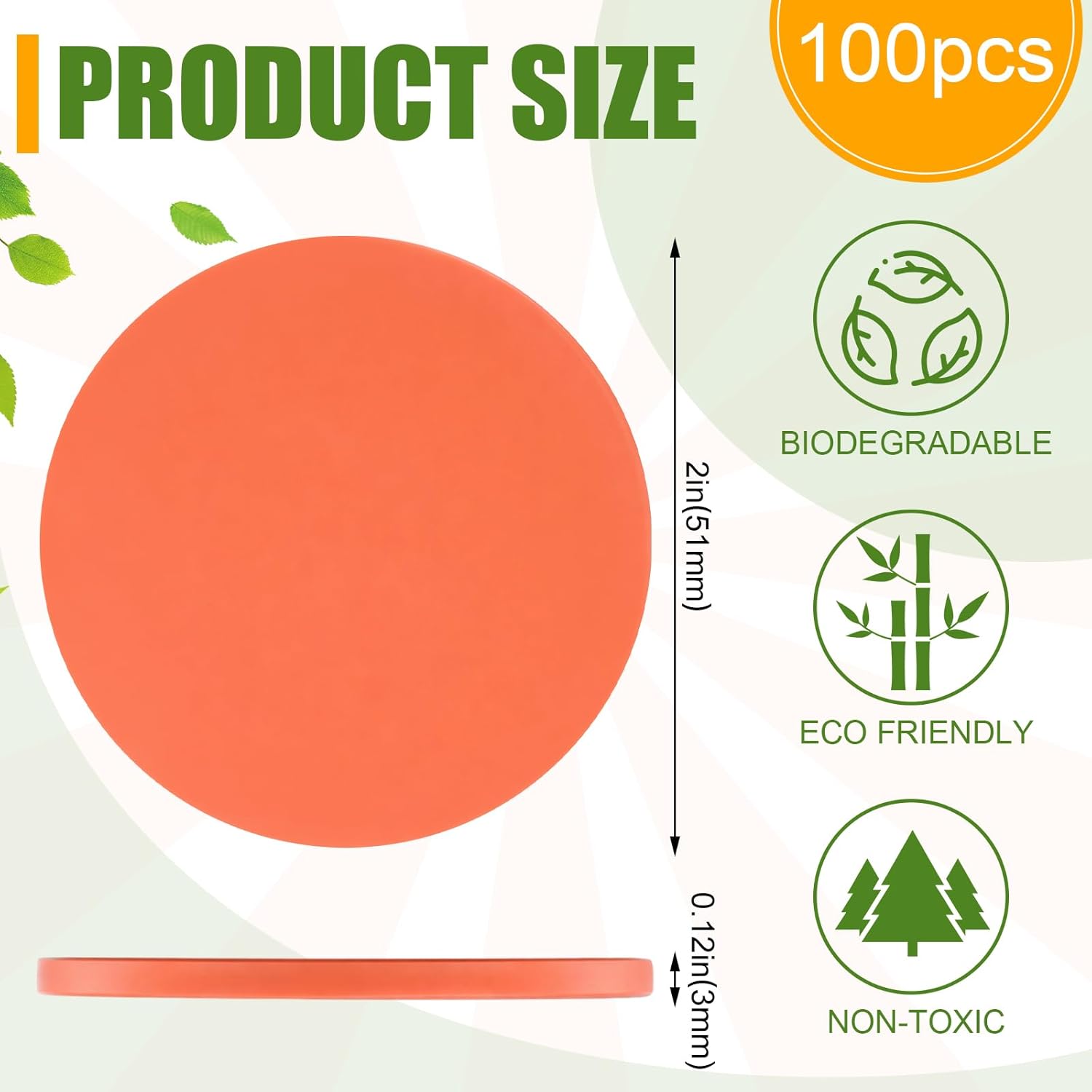 2 Inch Biodegradable Clay Target, 51mm Mini Clay Pigeon Trap and Skeet Targets, High-Visibility Orange Targets for Small Throwers Practice, Skeet & Trap Shooting, Disc