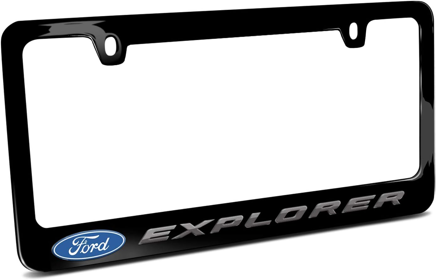 iPick Image Made for Ford Explorer in 3D Dark Gray Letters on Black Metal License Plate Frame