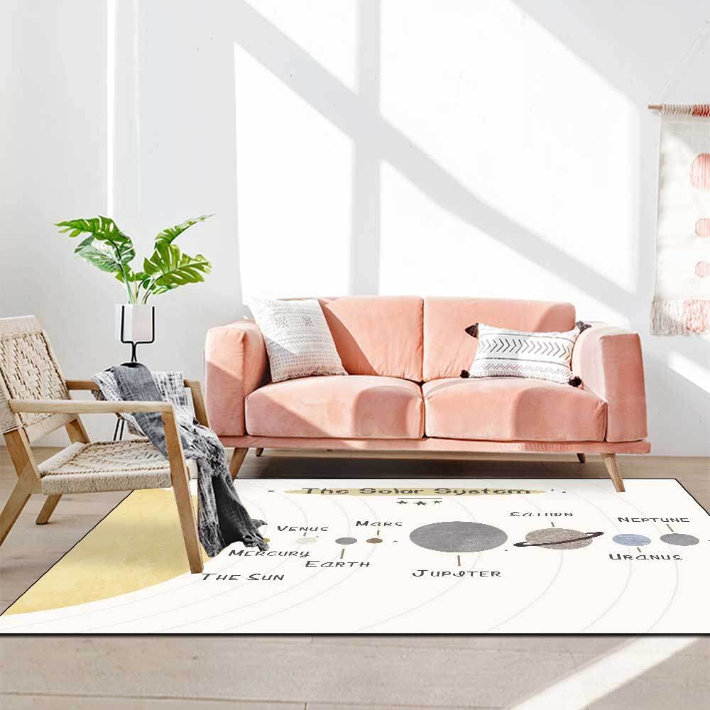 Tapis de Chambre d'enfant Marelle Dessin animé Mignon Floral sur Fond Noir, Chambre, Salle de Jeux, Jeux familiaux.-60x180cm