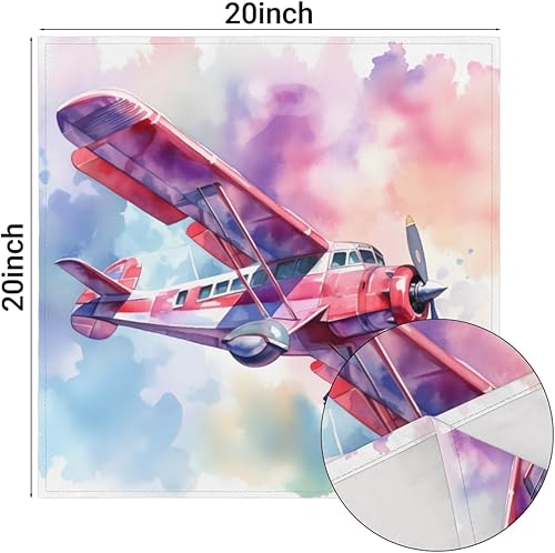 Miniatura 3 de Cloth Napkins Set of 6 Pink Airplanes 20x20 Inch Cloth Napkins Abstract Transportation Washable Reusable Kitchen Dinner Napkins Table Decor for