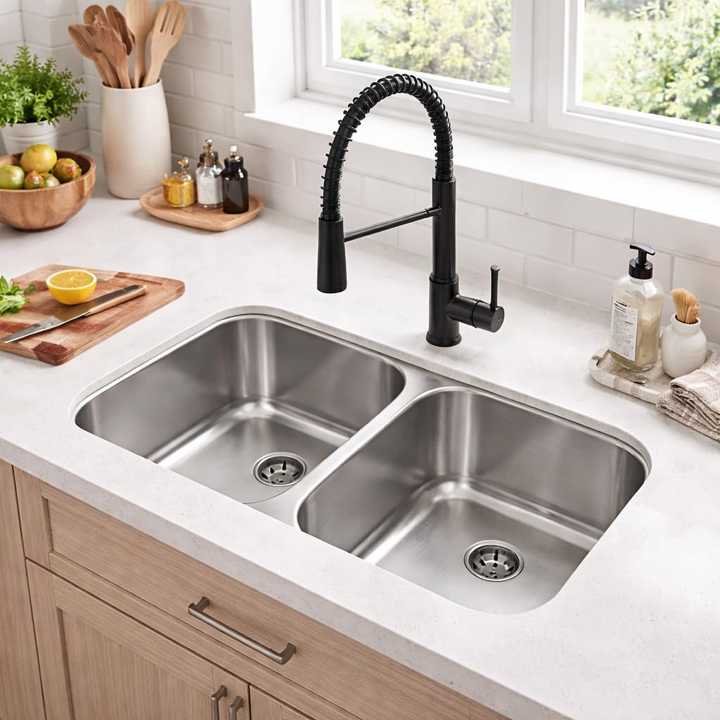 Cata Fregadero Cocina Bajo Encimera 2 Senos CB-2 /B Cuadrado, 79x46 cm, Profundidad 20 cm, Fonoabsorbente, Accesorios Incluidos, Instalación en Mueble de 90 cm, Acero Inoxidable Gris
