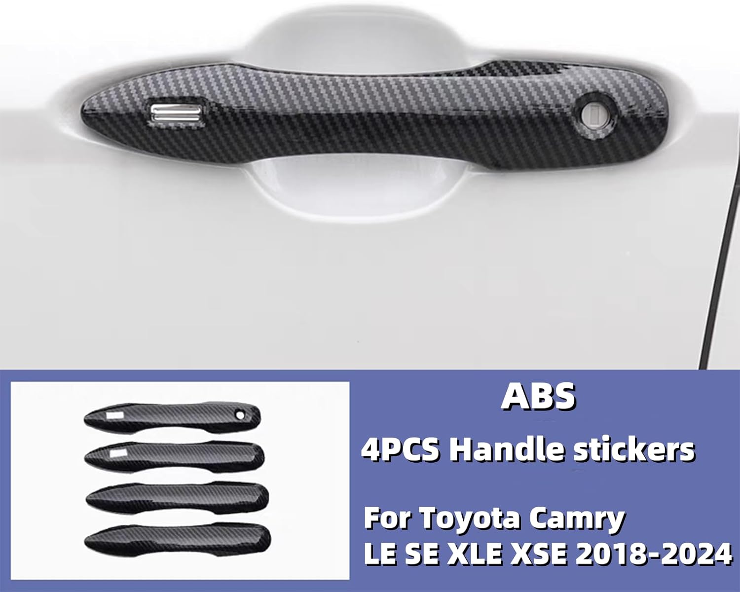 Exterior Door Handle Bowl Cover Trim Set for Toyota Camry LE SE XLE XSE 2018 2019 2020 2021 2022 2023 2024 2025 8th 8.5th Gen (Glossy Black)