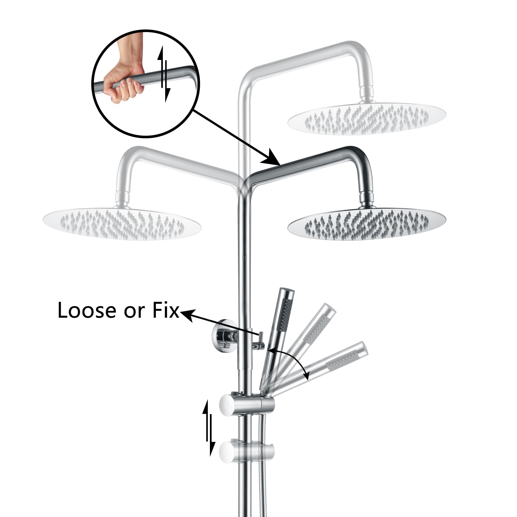 Komplettes Duschsystem Set Mit Gebürstetem Nickel – 304 Edelstahl Duscharmatur, Regenduschkopf & Handbrause