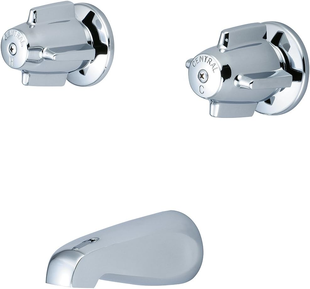 Central Brass 0808-Z Canopy Handles - Built-In Transfer Valve, Brass Plug Included - 8 inch Centers