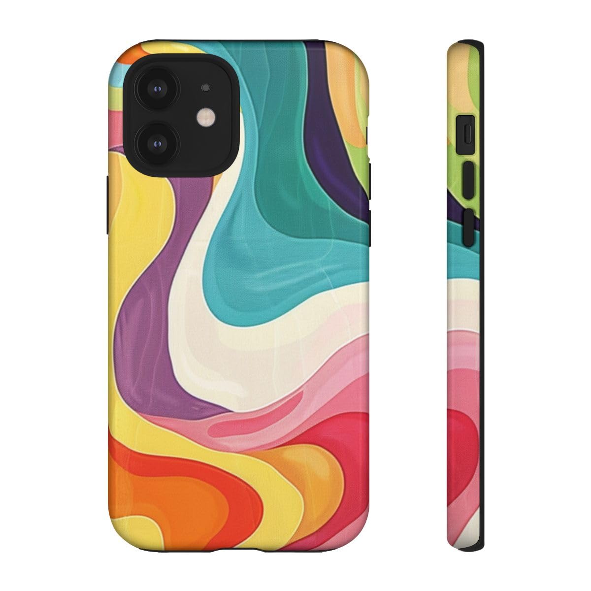 Coque iPhone 12 contre les rayures avec motif abstrait groovy