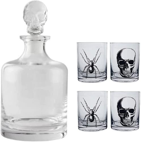 Juego de 5 piezas de vasos de bar y decantador de whisky de Halloween