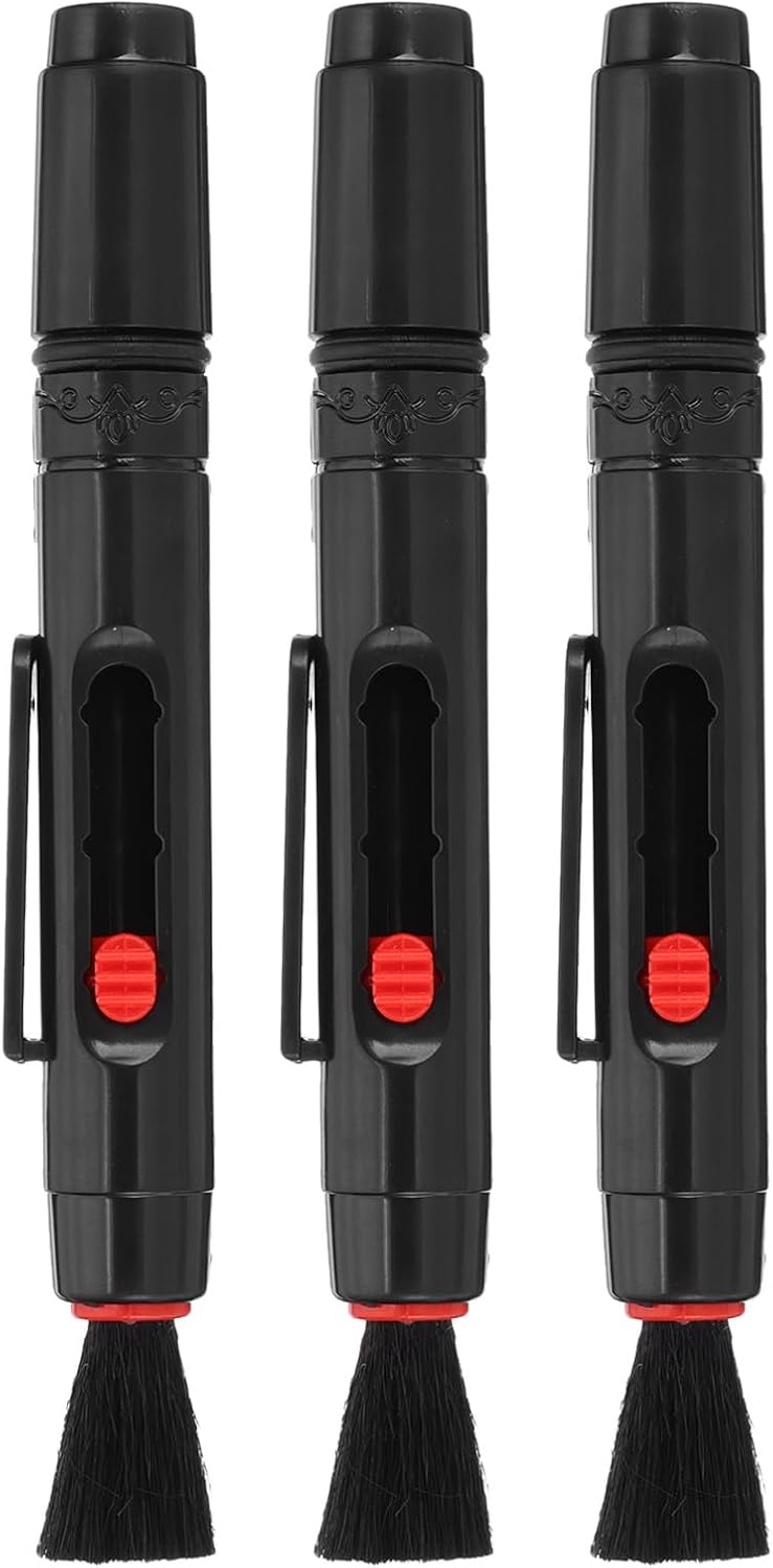 PATIKIL Camera Dusting Brush, Multifunction Cleaning Brush Keyboard Lens Cleaning Pen Screen Lens Cleaner for Vinyl Records, LP Scan, SLR & Computer Screens,3 Pcs Red