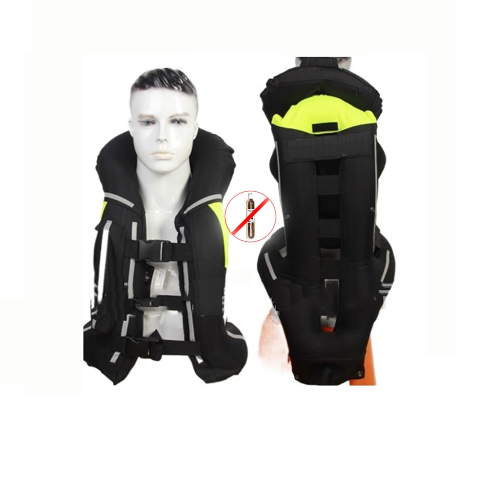 Motorradweste Mit Airbag Wiederholbare Verwendung Von Motorrad -Airbag -Westen Einstellbare Weste Unisex Mit Einer Reflektierenden Bande(Black,Large)