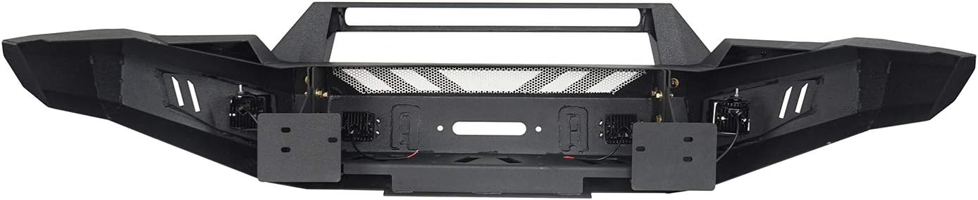 Hooke Road Tacoma Front Bumper w/Winch Plate D-Rings & LED lights Fit for 2016-2023 Toyota Tacoma 3rd Gen (Black Steel Bumper)