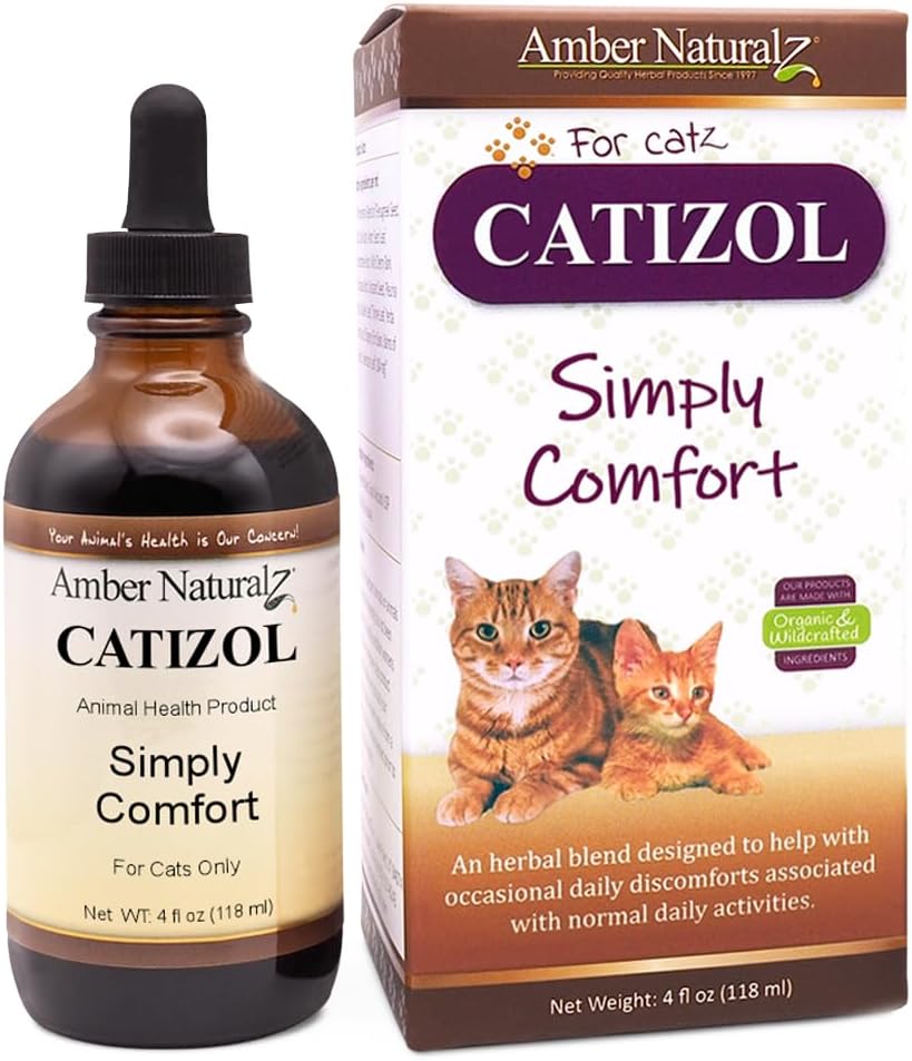 Amber NaturalZ Catizol Herbal Supplement for Cats | Supports Occasional Discomfort and Mobility | Natural Aid for Head, Back, and Muscles | Promotes Physical and Mental Well-Being 4 Fluid Ounces