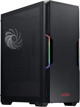 ADATA XPG POWERFUL Medium Computer Case, ATX/Micro ATX, Mini-ITX, Compact Size, Tempered Glass Side Panel, I/O USB 3.0 Port, Black
