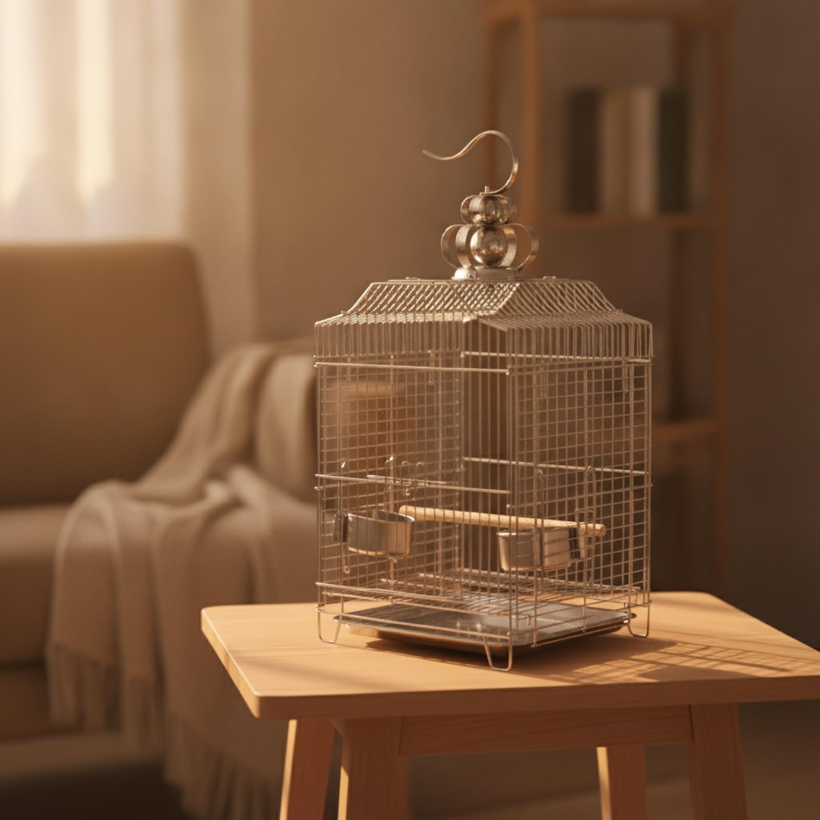 Edelstahl Vogelkäfig mit Sitzstange für, Style to 2