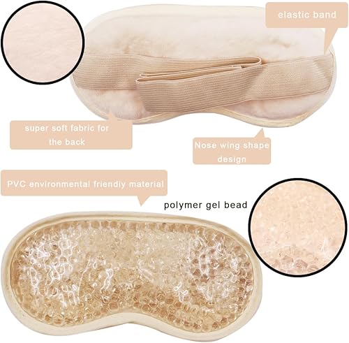 Miniatura 2 de Mascarillas refrescantes reutilizables para dormir, frío y caliente, máscara de dormir con bolsa de hielo, compresa ocular congelada para hinchazón,