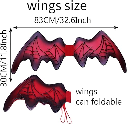 Miniatura 2 de Disfraces de araña de alas de murciélago de Halloween, disfraces de murciélago rojo, alas de araña para niñas, disfraz de fiesta de cosplay