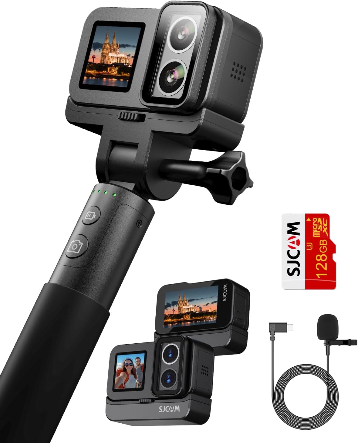 SJCAM SJ20 Underwater Action Camera,128GB Ultra Night Vision & True 4K,8H Power,4K Dual Lens,154° Wide-Angle FOV,Low-Light Motion,Super Stabilization,8X Zoom,30M for Snorkling,Surfing,Diving