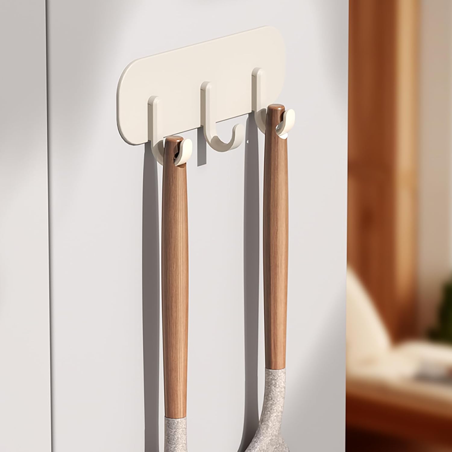 Cubit Co.Magnetic Key Holder with 3 Hooks - Strong Magnetic Hook for Refrigerator & Cabinet, Black or White, No Drill Space Saving Organizer for Kitchen, Entryway, Laundry Room (Black)