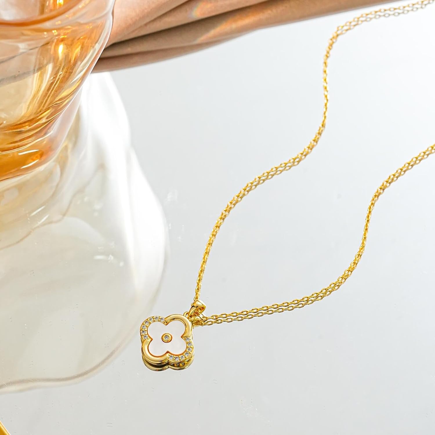 Four Leaf Clover Necklace and Earring Set Mother of Pearl Jewelry Set for Women With Gift Box - Image 6