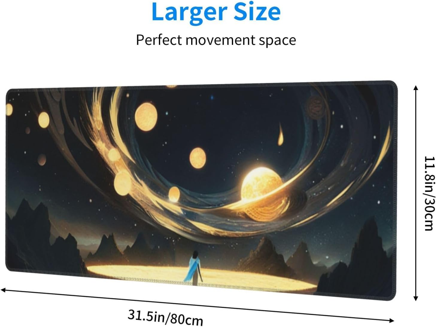 Gaming Mouse Pad, Large Non-Slip Rubber Base Mousepad, Keyboard Mouse Mat, Desk Pad with Stitched Edges, 31.5x11.8inch, Sky and People - Image 4