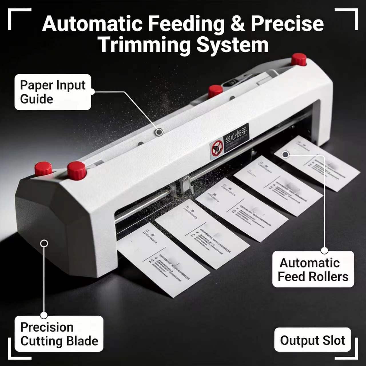 Cortador de tarjetas de visita eléctrico automático, sistema de 9 hojas, placa de posicionamiento ajustable de 1 a 18 mm, para tamaños de papel (195-212) x 297 mm, para tiendas de impresión