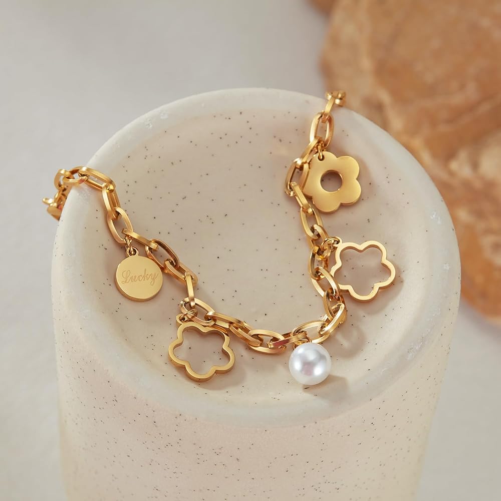 Amazon.co.jp: ブレスレット レディース ステンレス 花モチーフ