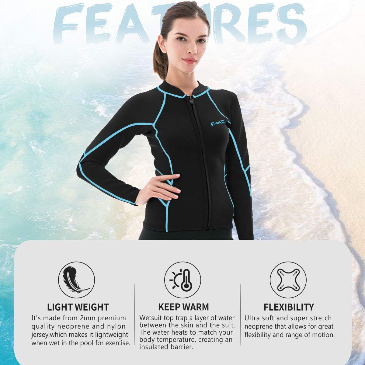 Maglia Muta In Neoprene 2mm BLUE&amp;DIVE, Uomo Donna, Manica Lunga Per Surf E Nuoto