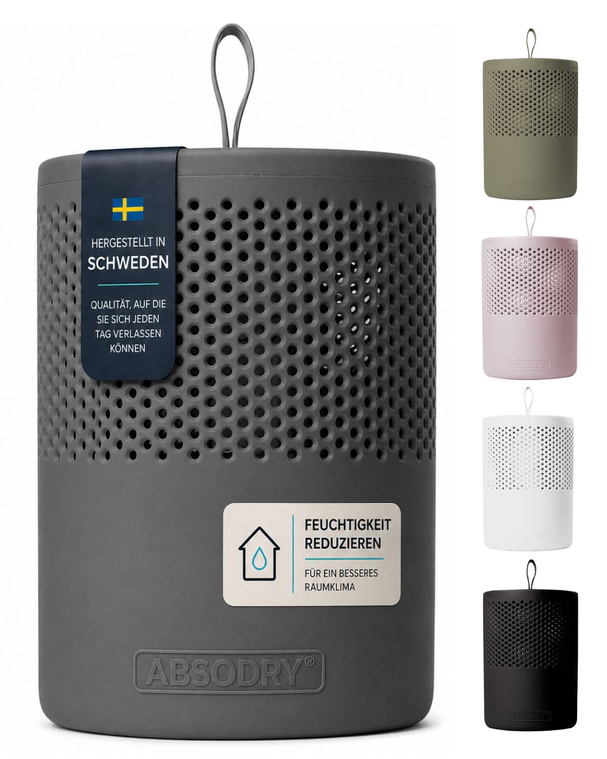 ABSODRY DUO Family Moisture Absorber 1.3lb Bag — Dehumidifier for Bedroom, Electricity & Battery Free Dehumidifiers for Home, Air Cleaner Odor Eliminator for Home Up to 90 Days, 165 ft² Gray 1 Pk