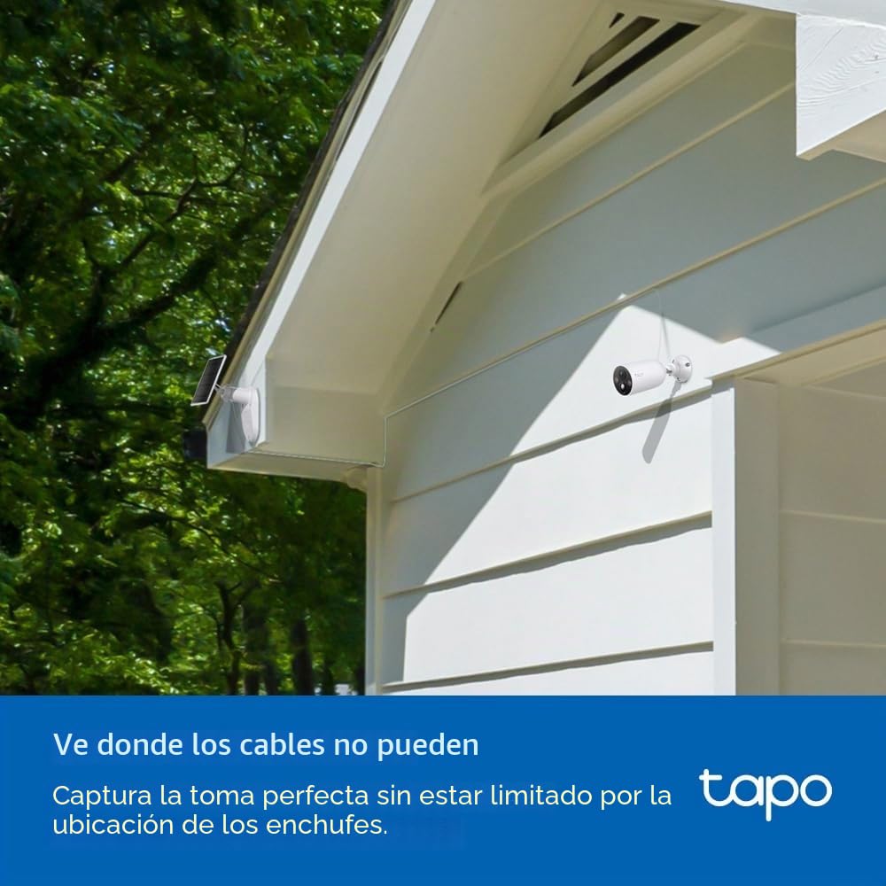 Tapo TC85 KIT, 2K QHD 4MP Kit de cámara de seguridad alimentada por energía solar, detección de IA gratuita, persona, mascota y vehículo, visión nocturna a color, carga solar continua, IP66 resistente
